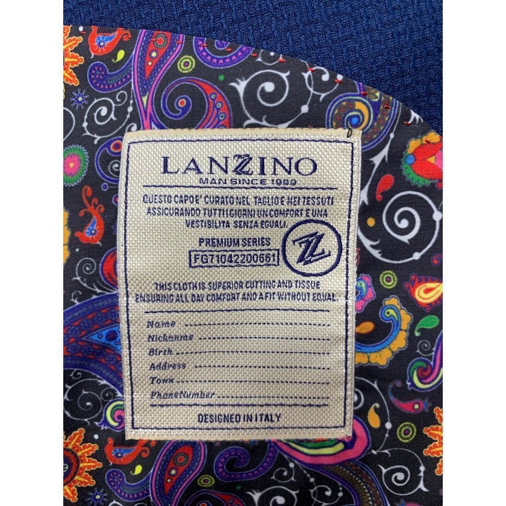 Lanzino Men's Blazer Blue Texture with Colored Flower Lining Size XXL - Picture 16 of 16